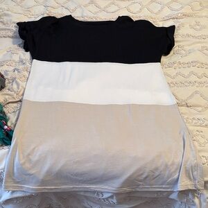 Women's Colorblock Short Sleeve Dress - Black, White & Beige